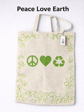 Books: Canvas Bag 3D Peace Graphic Book /Shoppers Tote Bags